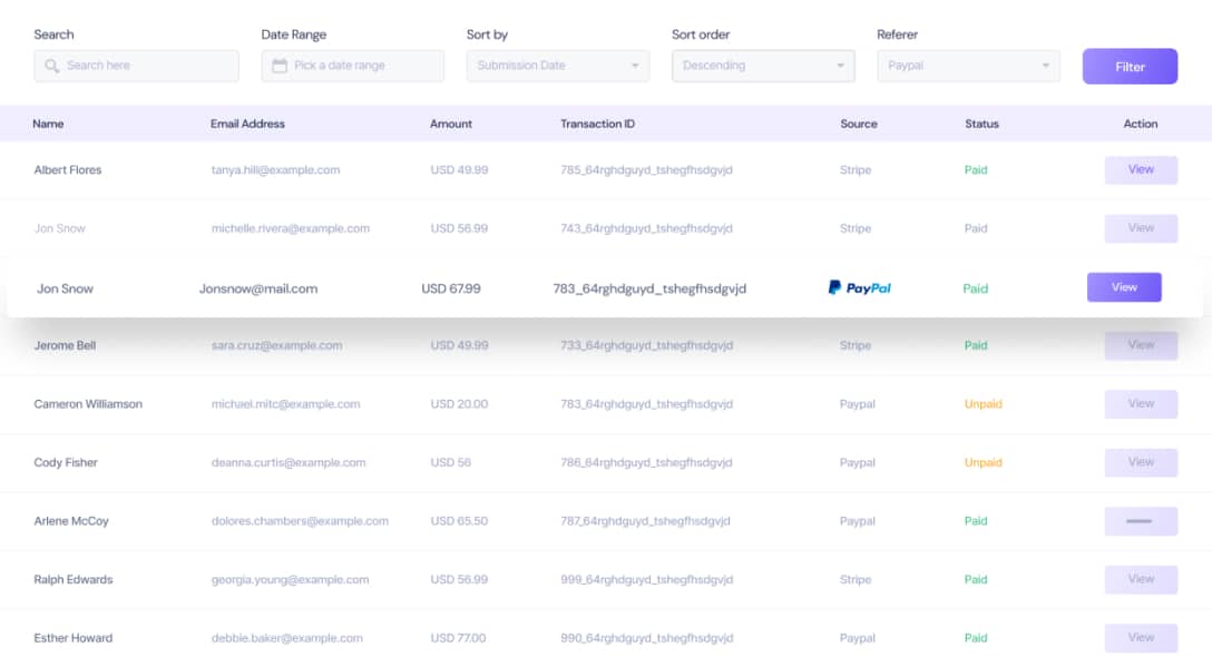 Better Payment Transaction Dashboard