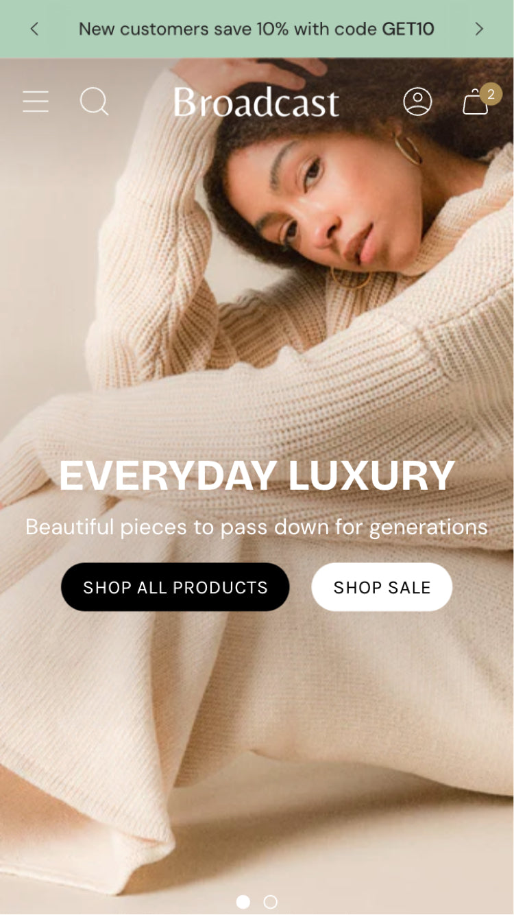 「Broadcast」スタイルのBroadcastのモバイルプレビュー